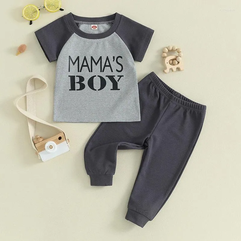 Set di abbigliamento per bambini pantaloni estivi set mamas lettere maglietta abiti da bambino lungo