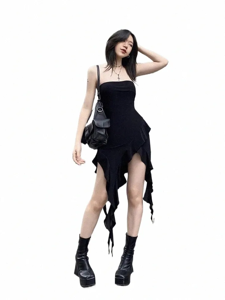 Simple Black Knee-Length Chiffon Dress with Hooded Collar and Asymmetrical  Silhouette for Spring from Dhgate Urban Sexy Dresses - price 476.66