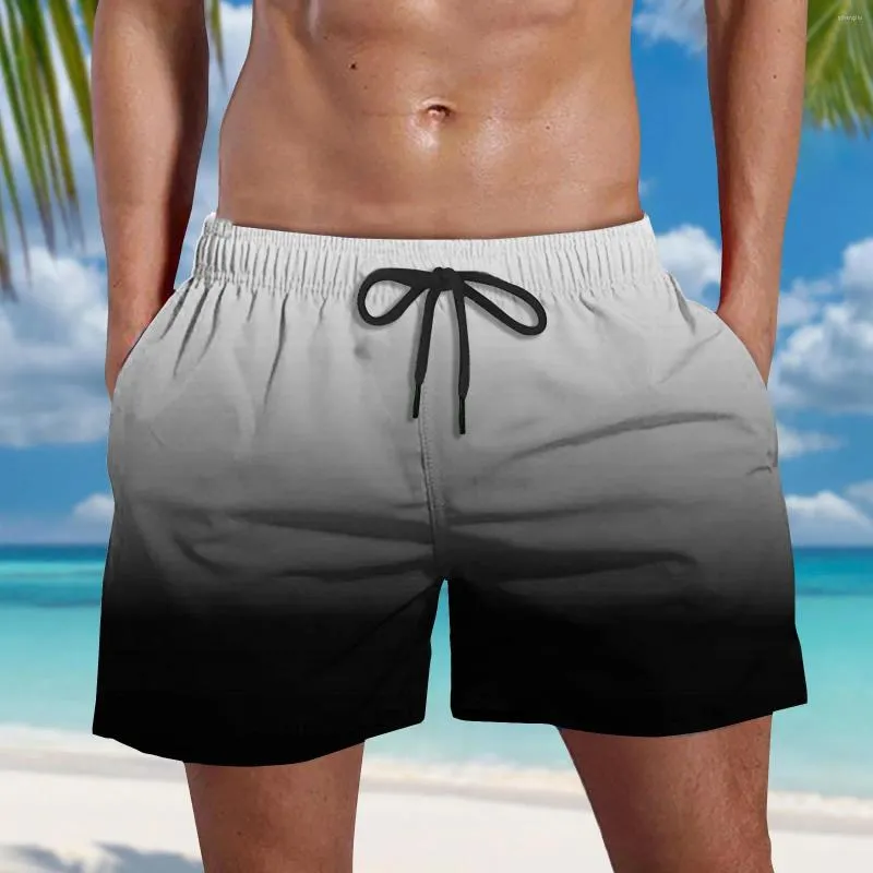 Pantaloncini da uomo Costume da bagno Pantaloni da spiaggia sfumati alla moda da uomo Pantaloni casual estivi per uomo Tether Thin Cozy Male