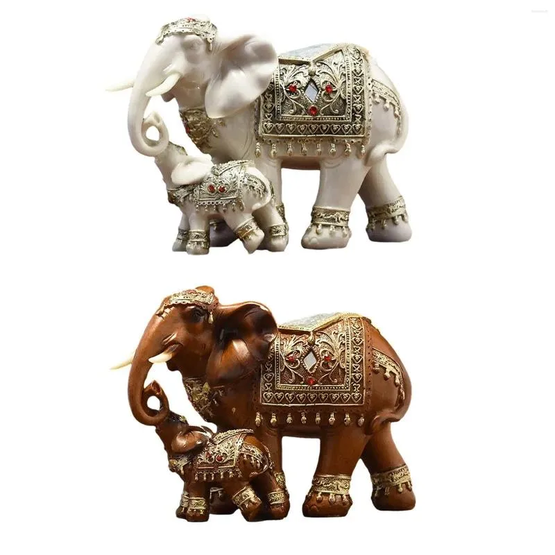 Decorative Figurines Mother And Child Of Elephant Sculpture Statue Tabletop Decoration Fengshui Ornament For Modern Styled Centerpiece