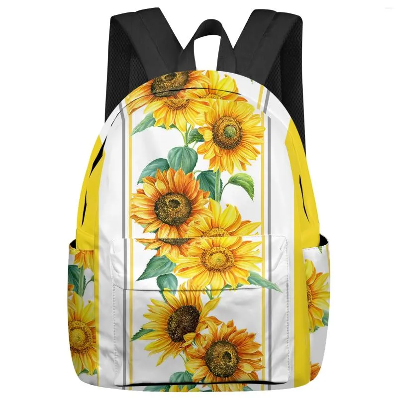 Rucksack Gelbe Aquarell-Sonnenblume für Damen und Herren, wasserdicht, für Reisen, Schule, für Studenten, Jungen und Mädchen, Laptop-Taschen, Mochilas