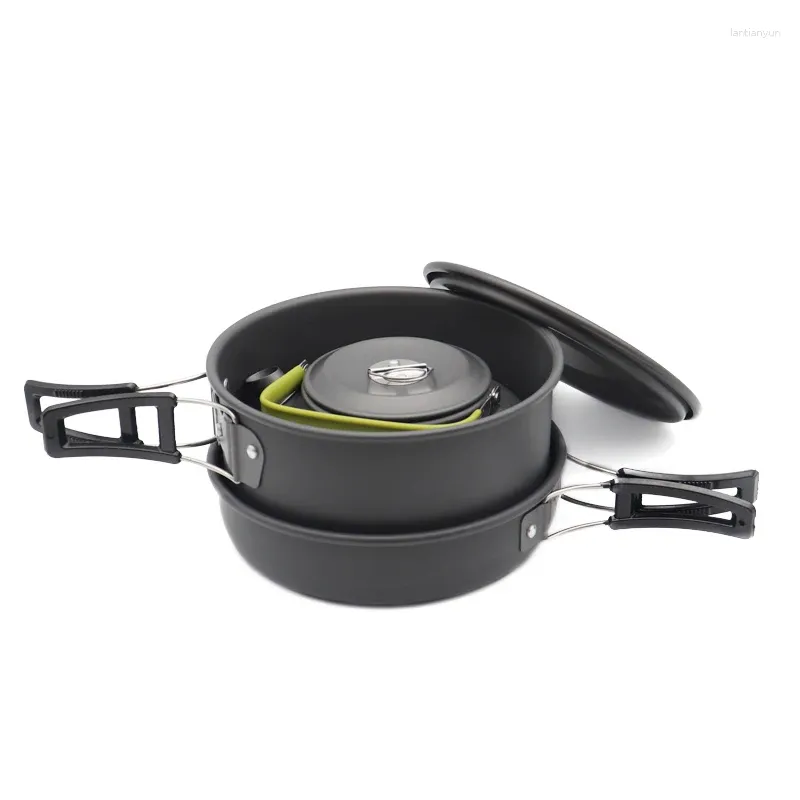 Ensembles de batterie de cuisine 3 pièces en plein air pliant Portable Camping vaisselle ensemble de cuisine pour randonnée barbecue pique-nique 1-3 personne