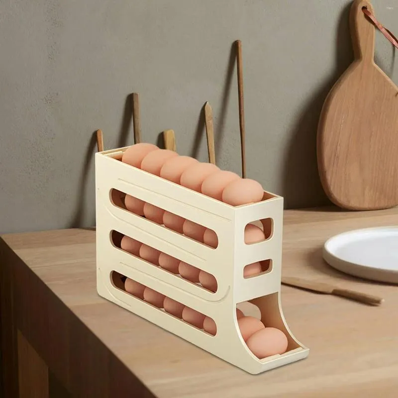 Organisateur d'œufs à roulement automatique, rangement de cuisine, plateau à 4 niveaux, support de réfrigérateur pour réfrigérateur, garde-manger, armoire de comptoir