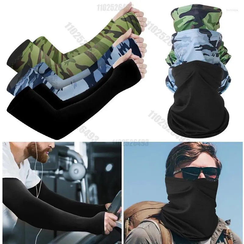 Ropa de motocicleta Mangas de brazo Protector solar Verano Sol Protección UV Hielo Seda Babero Combo Ciclismo al aire libre Pesca Escalada Mujeres Hombres Máscara Brazalete