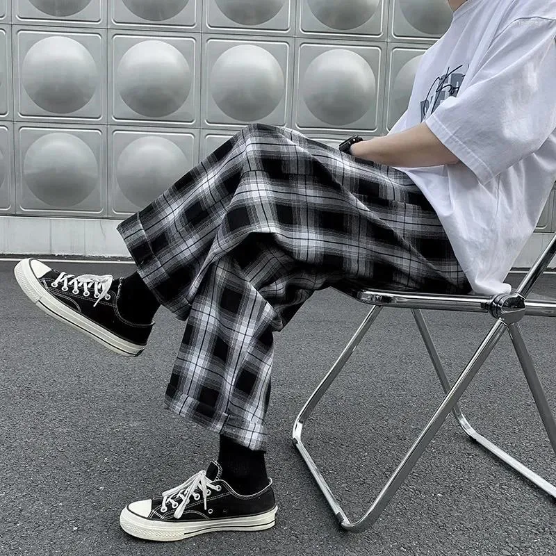 Männer Hosen Bein Hop Mode Hosen Jogginghose Hip Männer Street Style Preppy Taille Und Herbst Plaid Elastische Breite Kleidung frühling