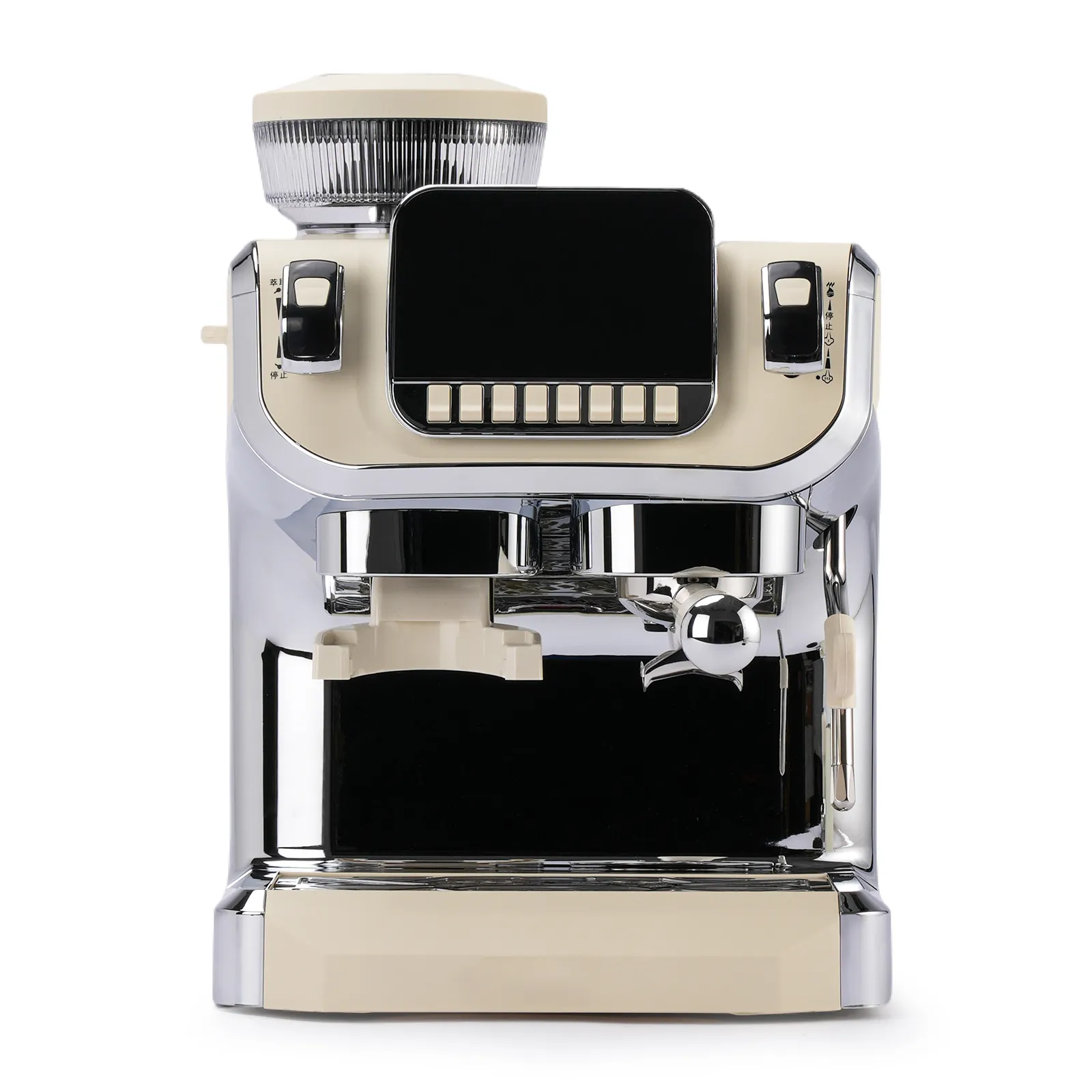 Macchina per caffè espresso Mcilpoog WS-TC520 con montalatte, macchina da caffè semiautomatica con macinacaffè e ampio schermo da 6 pollici