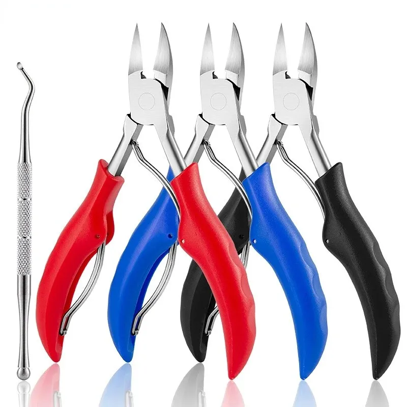 Nail Groove Pliers Bent Nose Plier Dead Skin Clipper Rubber Handle Onychomycosis Ingrowing Nail Clipper Colorful Stainless Steel