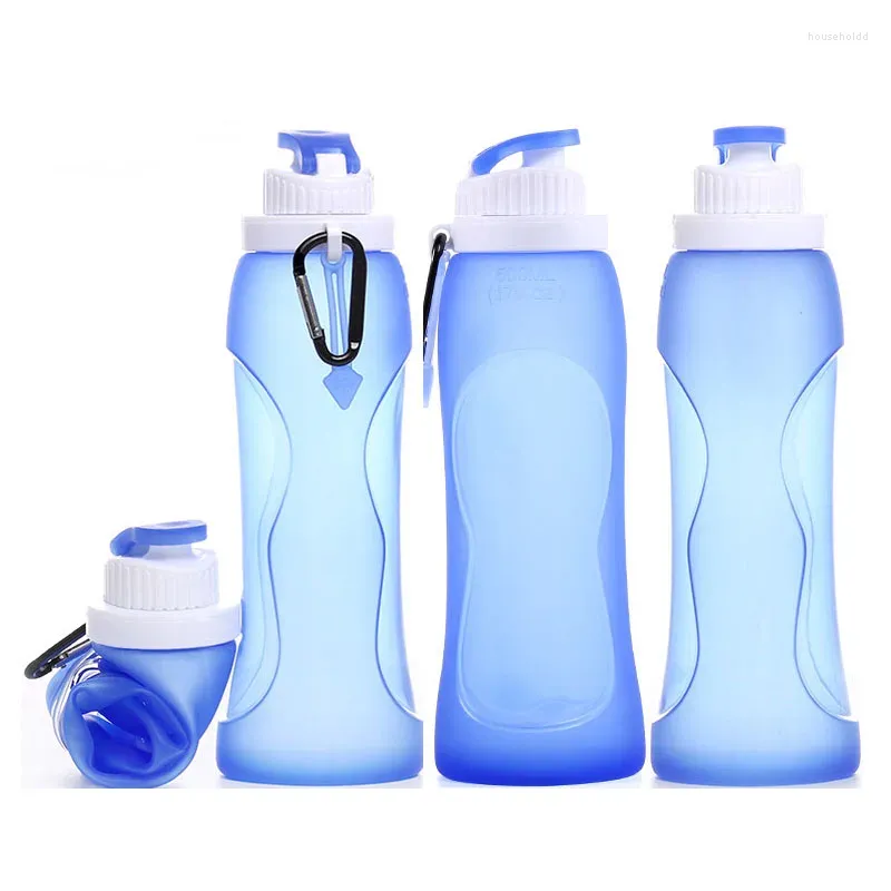 Water Bottles Foldable Portable Cup Food Grade Silicone Bottle High-Temperature Resistant Outdoor Sports Cycling