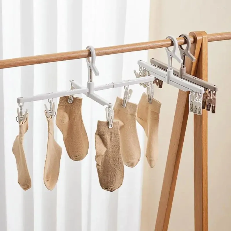 Hängare Sock Clip Hanger 360 graders roterande kläder med flera klipp för strumpor byxor halsdukar antislip fällbart torkställ