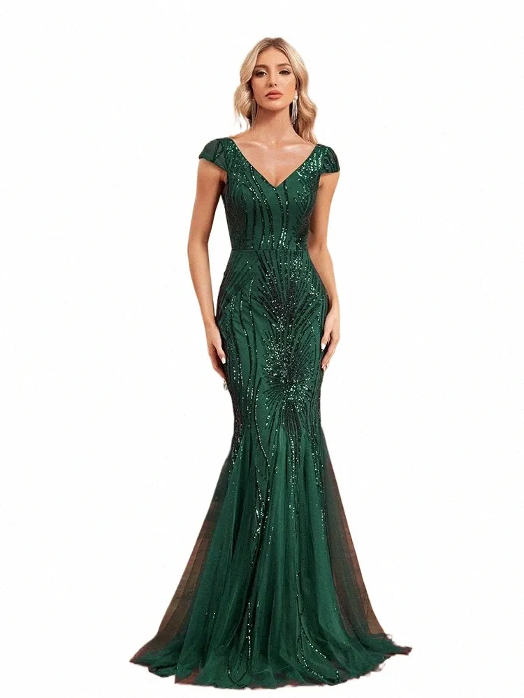 lucyinlove Luxury Sleevel Green Sequin Formal Evening Dr Women 2024 Elegant Mermaid Party Maxi Prom Arabia Cocktail Gowns U2O5#