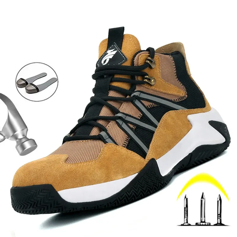Schoenen 2021 Nieuwe werkveiligheid laarzen stalen teen cap werkschoenen sneakers heren antismash veiligheid schoenen onverwoestbare mannelijke beveiligingsschoenen
