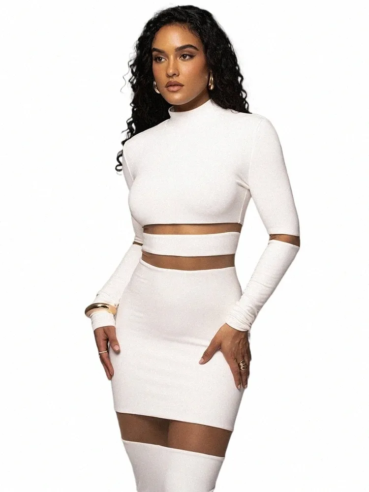 tight fit midi dress CAMILA White Long Sleeve Midi Dress main image 0