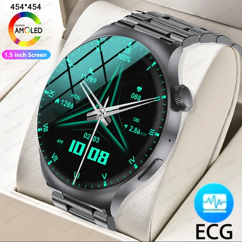 Montre connectée avec appels Bluetooth pour hommes, écran tactile complet de 1.5 pouces, 454 454 HD, moniteur d'activité physique, ECG, surveillance de la fréquence cardiaque, nouveau