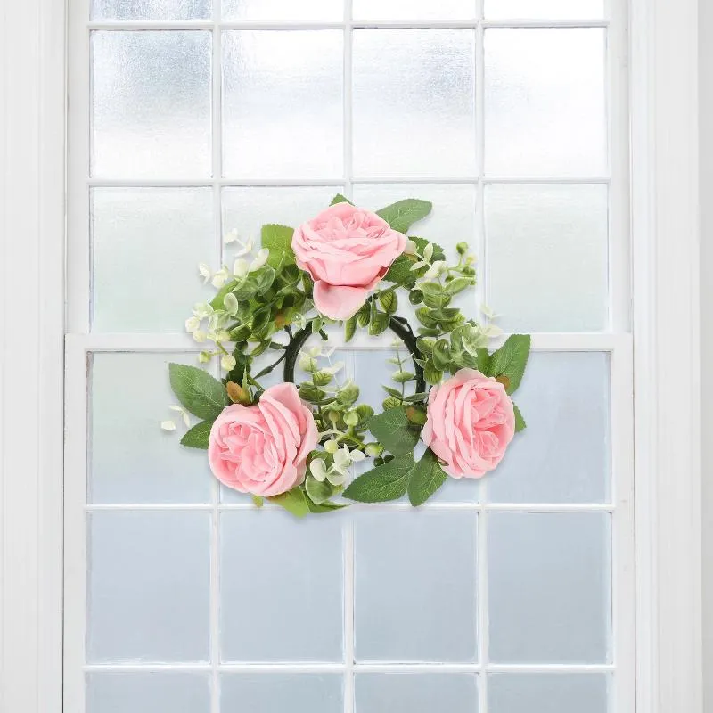 Dekorativa blommor ringer konstgjorda bladringar för pelare bröllopsdekorationer blommig europeisk stil ros