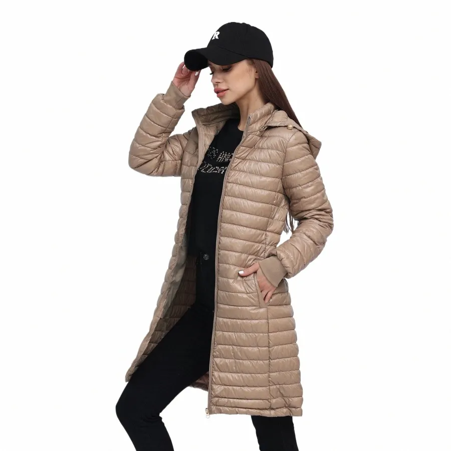 Santelon Women LG Warm Ultralight Portable Puffer Jacket Coat Kvinnlig vinter utomhus lättviktsparka med justerbar huva C5v0#