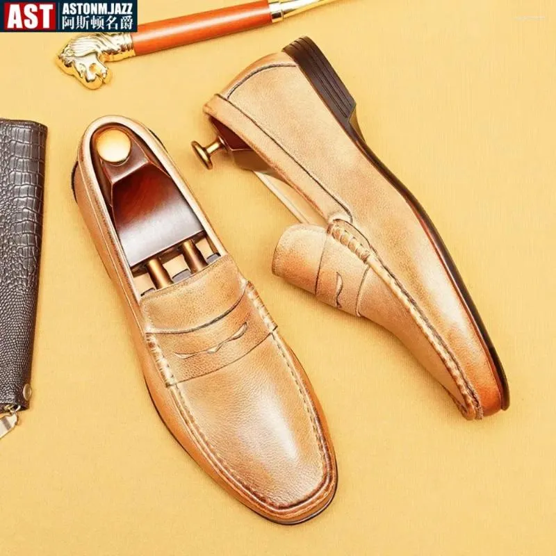 Dress Shoes Luxury Mens Loafers Genuine Leather 2024 Summer Style Designer Soft Casual Social Wedding