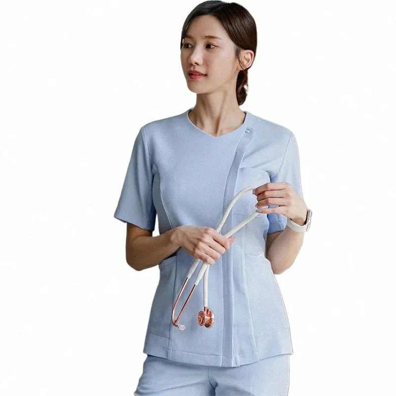 Beauty Sal Pet Doctor Two Pieces Workwear Short Sleeve Clothing Scrubs Medical Nurse Uniformer Womens V9ZD#