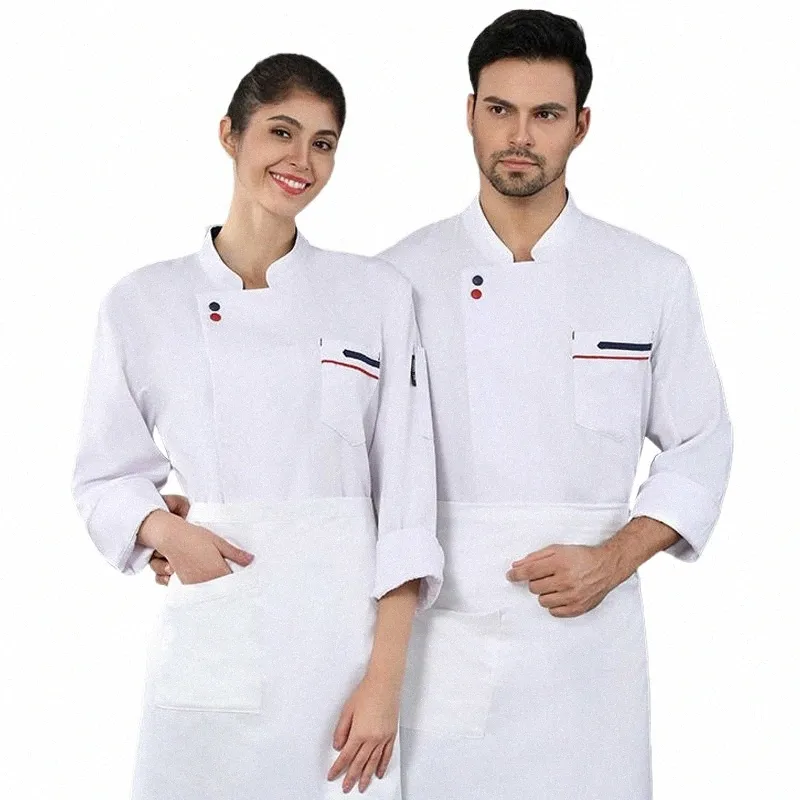 LG Manica Chef Uniforme Ristorante Tuta Camicia Cucina Cucina Cappotto Hotel Cameriere Giacche da lavoro Profial Cuoco Abbigliamento 92ab #