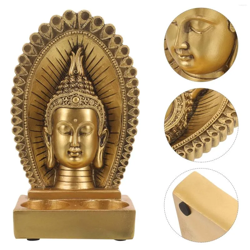 Candle Holders Resin Buddha Head Candlestick Holder Home Living Room Tabletop Decoration