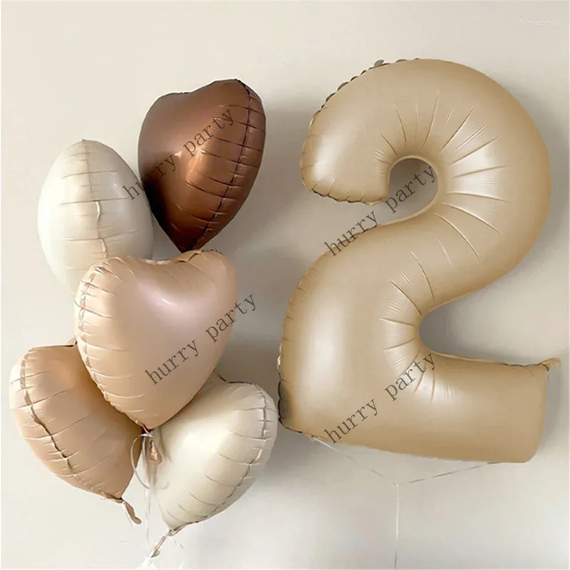 Party Decoration 1Set 32Inch Caramel Number Balloons Girl Kids Adult Cream Heart-Shaped Helium Globos Girls Bisjture Decor