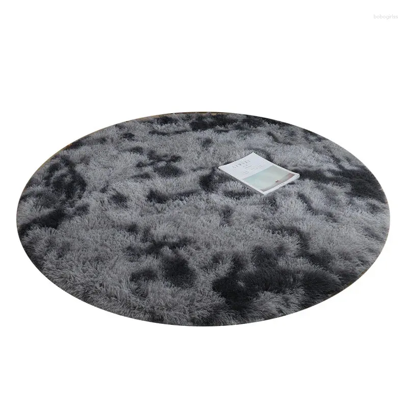 Ковры круглый ковер спальня для спальни кровати с одеяла одеяла столовая табуретка для подвесной корзины длинные волосы компьютерный стул коврик черный