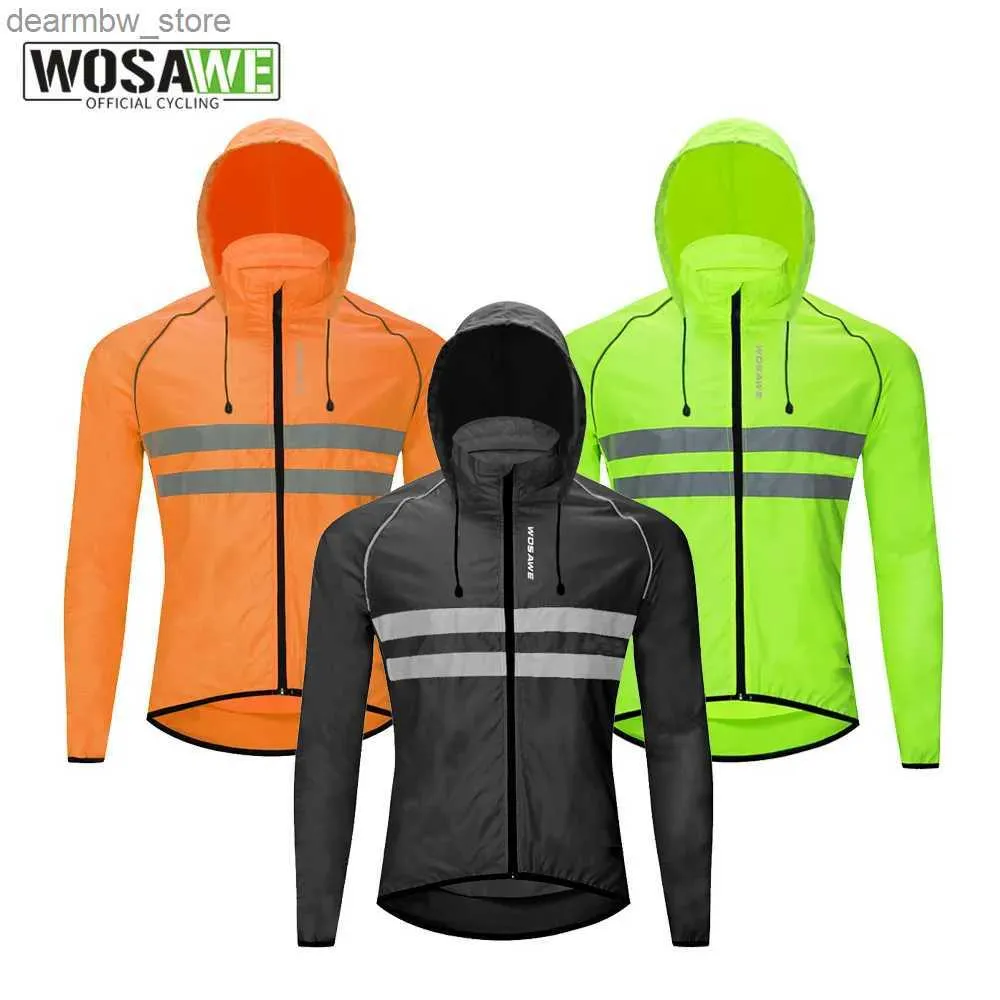 Jaquetas de ciclismo Wosawe Mens Ciclismo Hoodies Jaquetas À Prova D 'Água Reflexiva Ultraleve MTB Mountain Bike Wind Jackets Road Bike Vest Wind Coat24329