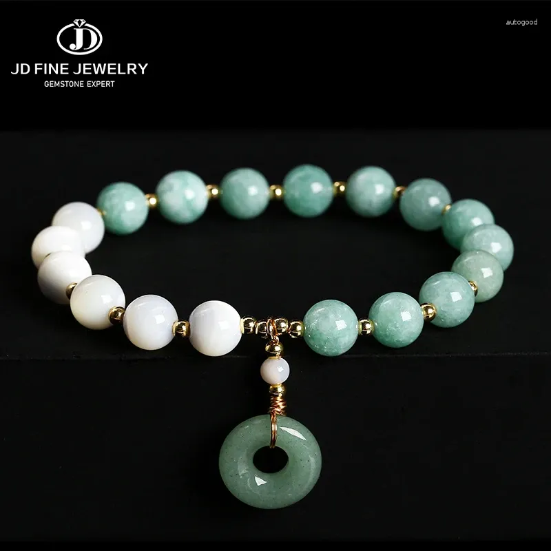 Strand JD – perle de coquillage naturelle avec boucle de paix en Jade du Myanmar, pendentif Vintage de luxe pour femmes, bijoux de guérison de Yoga extensible