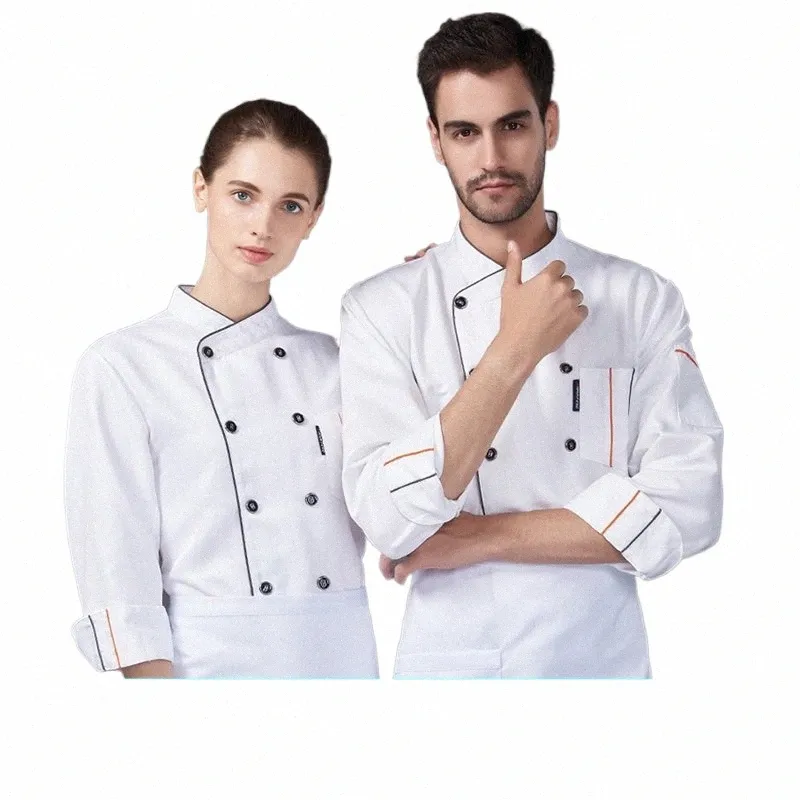 Veste de cuisinier à manches LG Hôtel Femme Chef Uniforme Restaurant Costume de cuisine Boulangerie Serveur Apr Café Cook Cooking Cap A3KX #