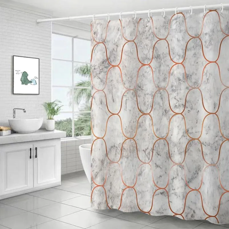 Rideaux de douche tissu imperméable Polyester marbre rayures impression salle de bain décorative