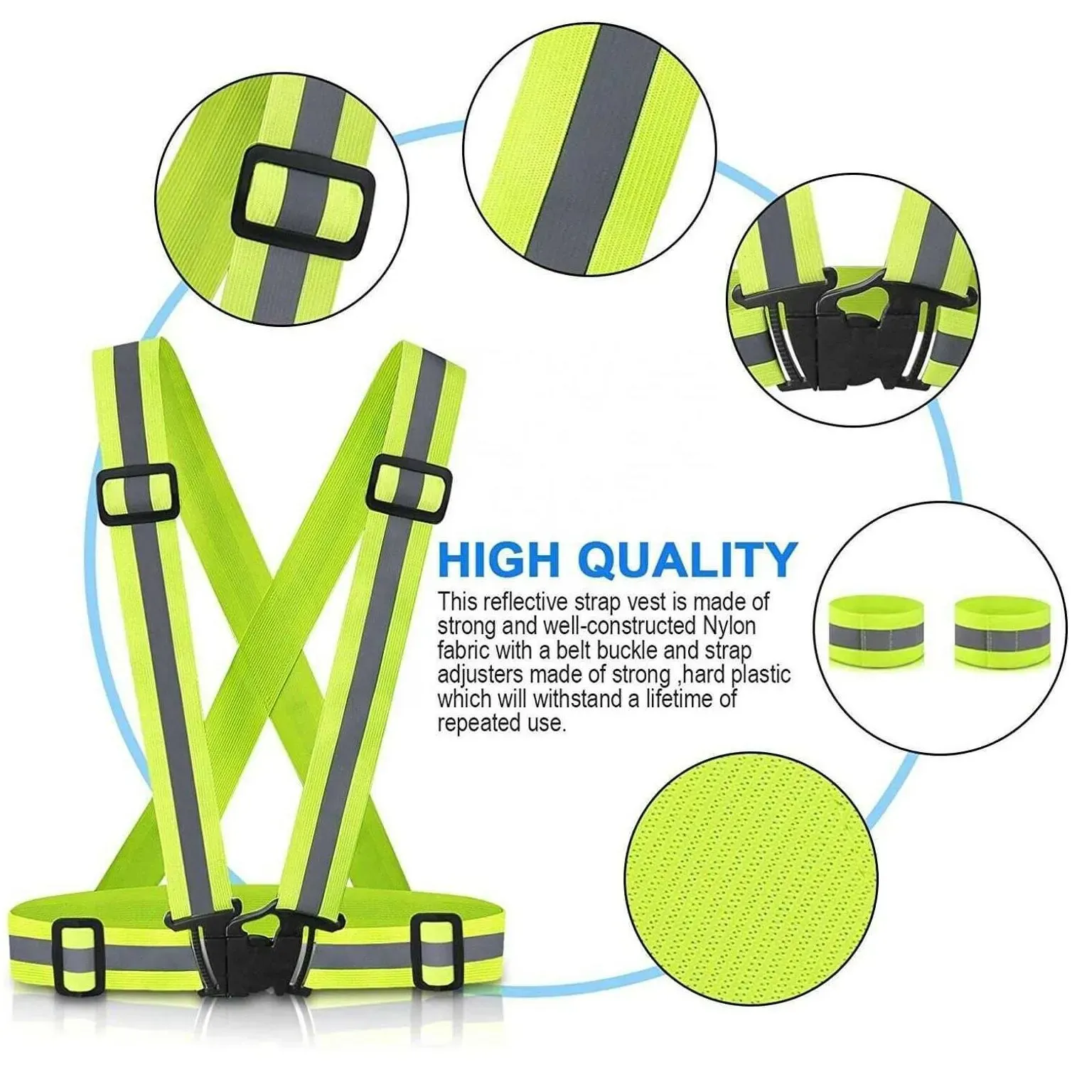 wholesale Reflective Vest with Reflector Bands Reflective Running Gear for Men and Women Night Walking Biking Safety Straps Universal