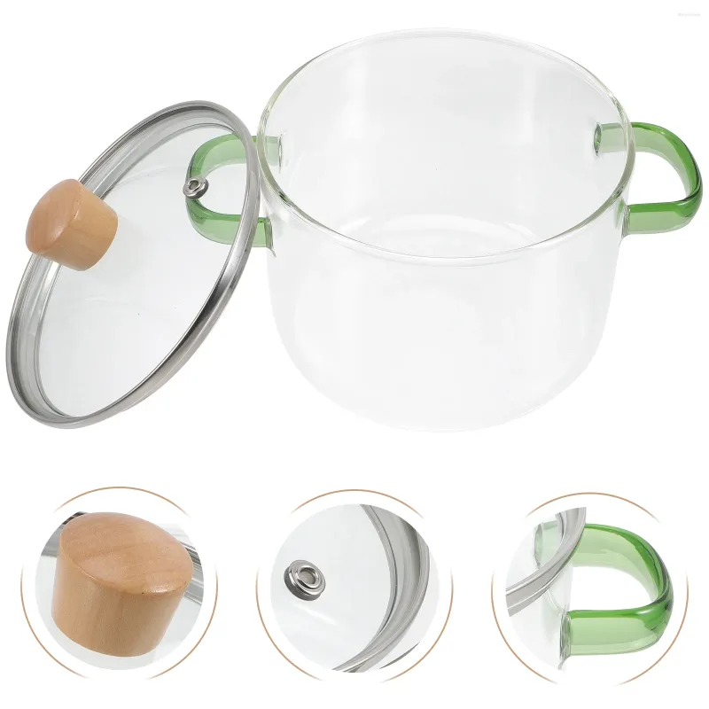 Bowls Glass Stewing Pot Cooking Chicken Stew With Lid Transparent