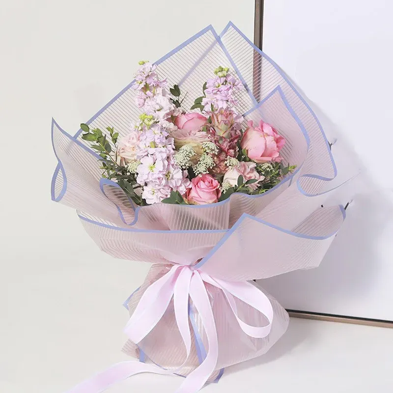 Schroevendraaiers 20 feuilles/lot papier d'emballage de fleurs imperméable rayé fournitures de Bouquet de fleuriste coréen matériel d'emballage cadeau