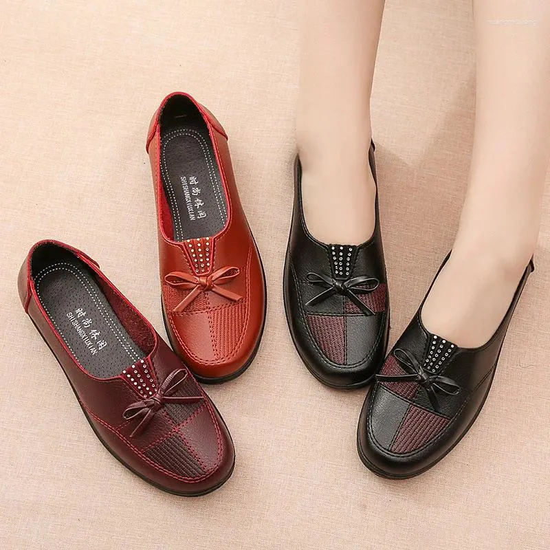 Casual Schuhe Comemore Weibliche Frühling Schuh Klassische frauen Loafer Ältere Komfort Slip-on 2024 Trend Frauen Leder Wohnungen 41