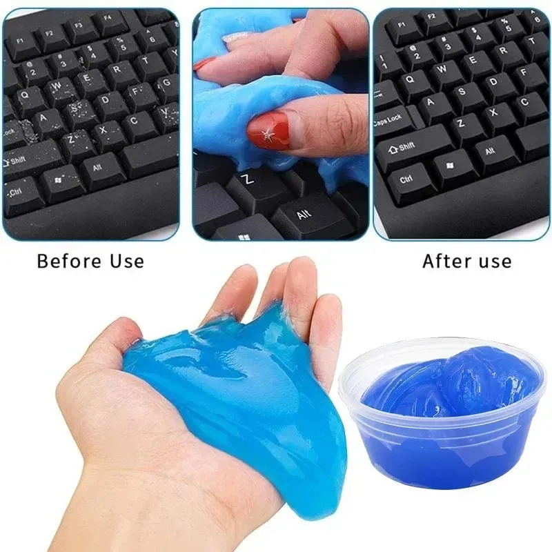 2024 60ML Super poussière propre argile poussière clavier nettoyant Slime jouets nettoyage Gel voiture Gel boue mastic Kit USB pour ordinateur portable nettoyant colle