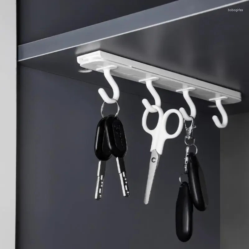 Kitchen Storage Rack Wall Mounted Domestic Push-pull Scalable Strong Bearing Supplies Upside Down Hook Abs Hanger