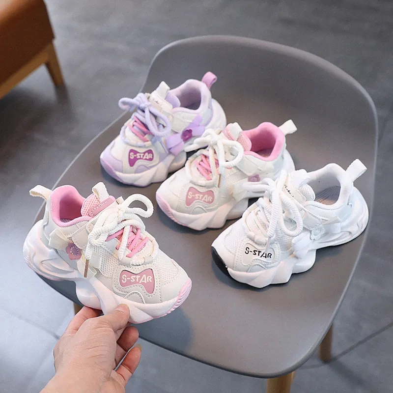 Dzieciowe trampki swobodne buty maluchowe ruszanie dzieci młode buty sportowe dla niemowląt butów wiosna chłopcy dzieci dzieci fioletowe białe różowe zielone rozmiar 26-37 46tn#