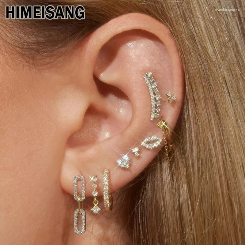 Boucles d'oreilles magnifiques cerceaux plaqués or pour femmes, joli Piercing, bijoux en zircone cubique, vente en gros