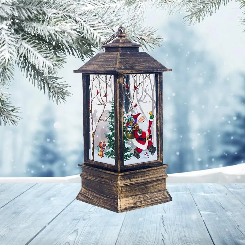 Świece oświetlone świąteczną globę śnieżną latarnię: Święty Mikołaj Latarnię Święta Święto Lekka woda śnieg błyszczące dekoracyjne