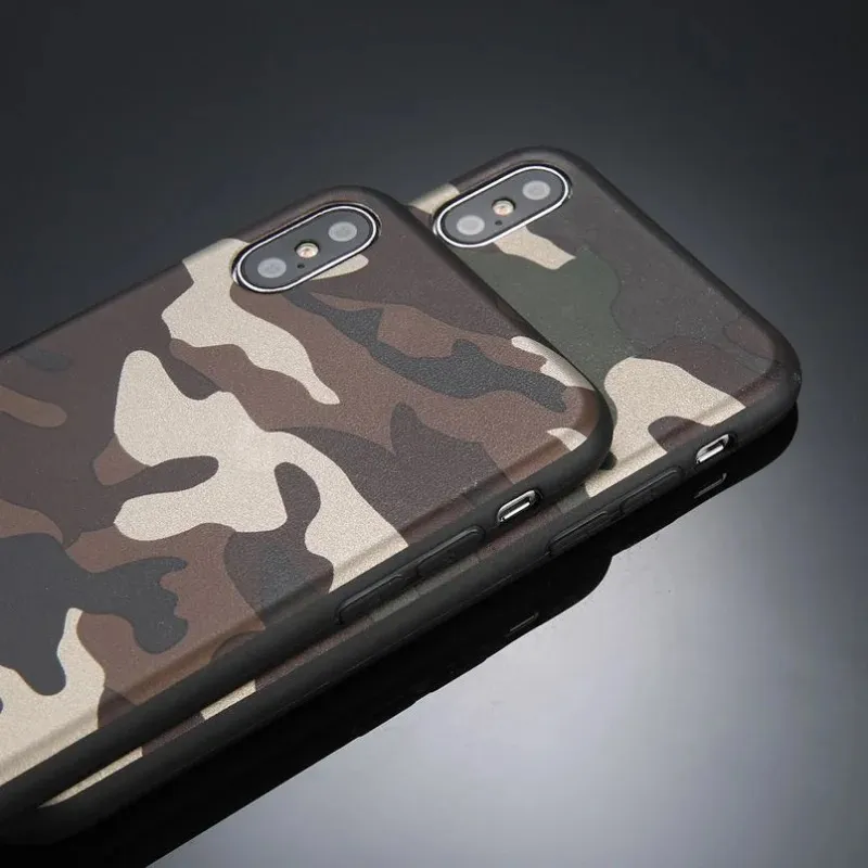 Custodia mimetica verde militare iPhone 11 12Pro 13 Pro Max SE 2020 X XR XS Max 6 6S 7 8 Plus Cover posteriore in silicone morbido TPU