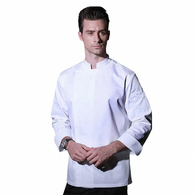 Hommes Chef White Coat Restaurant Costume de cuisine Veste de cuisine de haute qualité Lg Sleeve Hôtel Restauration Cook Profial Uniforme T0Wg #