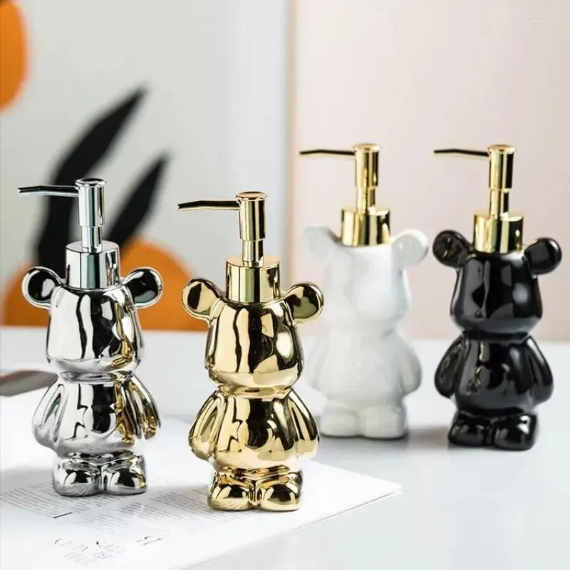 Liquid Soap Dispenser Shape Storage Gold And Bear Creative Accessories Empty 200ml Bottle Gel Silver Luxury Ceramics Bathroom Shampoo