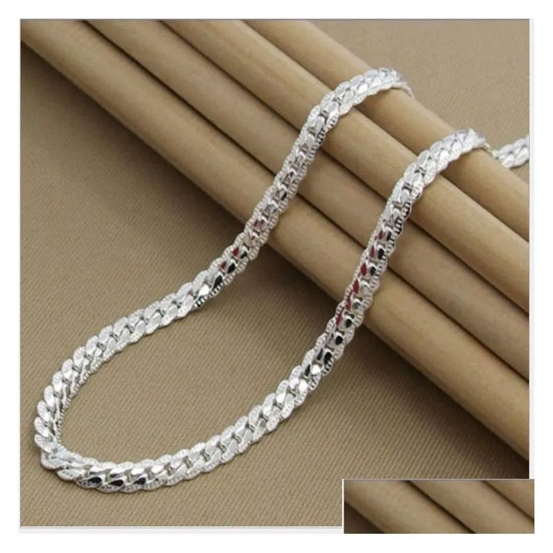 Chaînes 5mm chaîne latérale sier collier mode luxe bijoux 18 carats or jaune cubain pour femmes et hommes 20 pouces goutte livraison bijoux collier dhzay