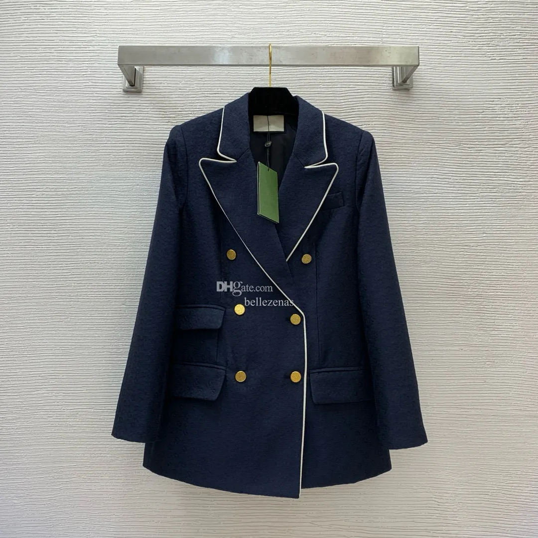 Veste blazer de styliste pour femmes, manteau, vêtements pour femmes, vestes de style académique, printemps automne, nouveau haut noir bleu sorti