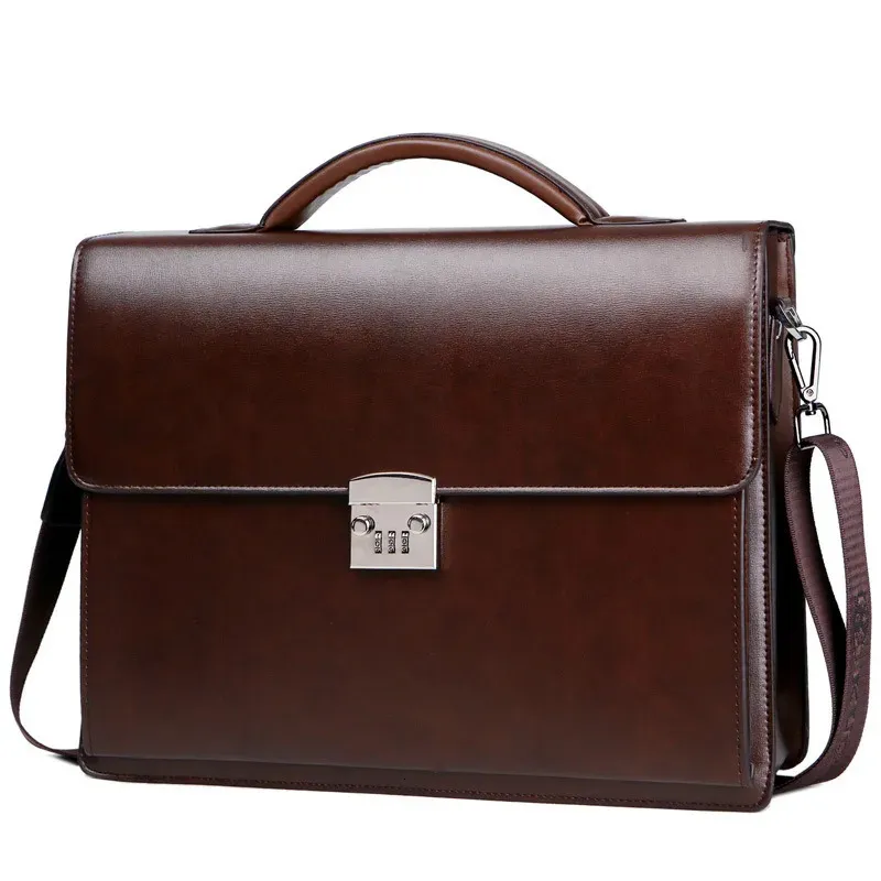 Male Password Lock Briefcase Diagonal Package PU Leather Laptop Business Bag Men Shoulder Messenger Luxury Handbags Maleta 240320