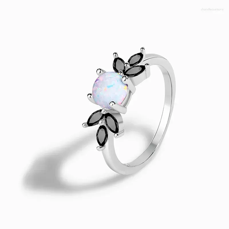 Ringar klusterringar tkj 925 sterling silver opal ring utsökta kvinnors smycken för kvinnor par alla hjärtans dag gåva