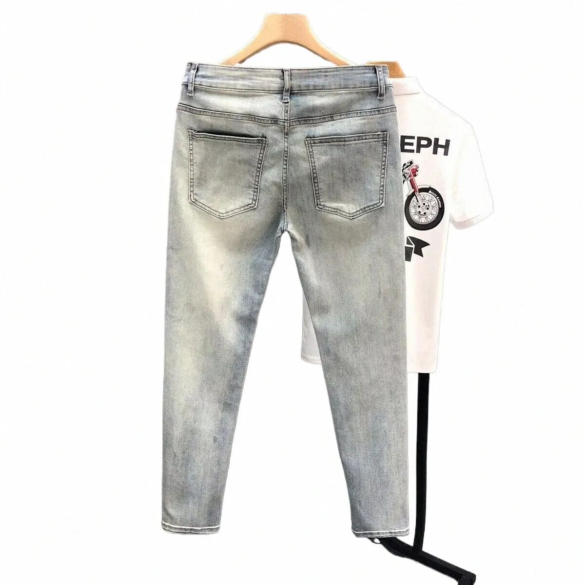 Luxe Fi Designer Vintage Slim Fit Hommes Denim Jeans Casual Coréen Printemps et Automne Stretch Mer Pantalon Jeans Mâle q0oO #