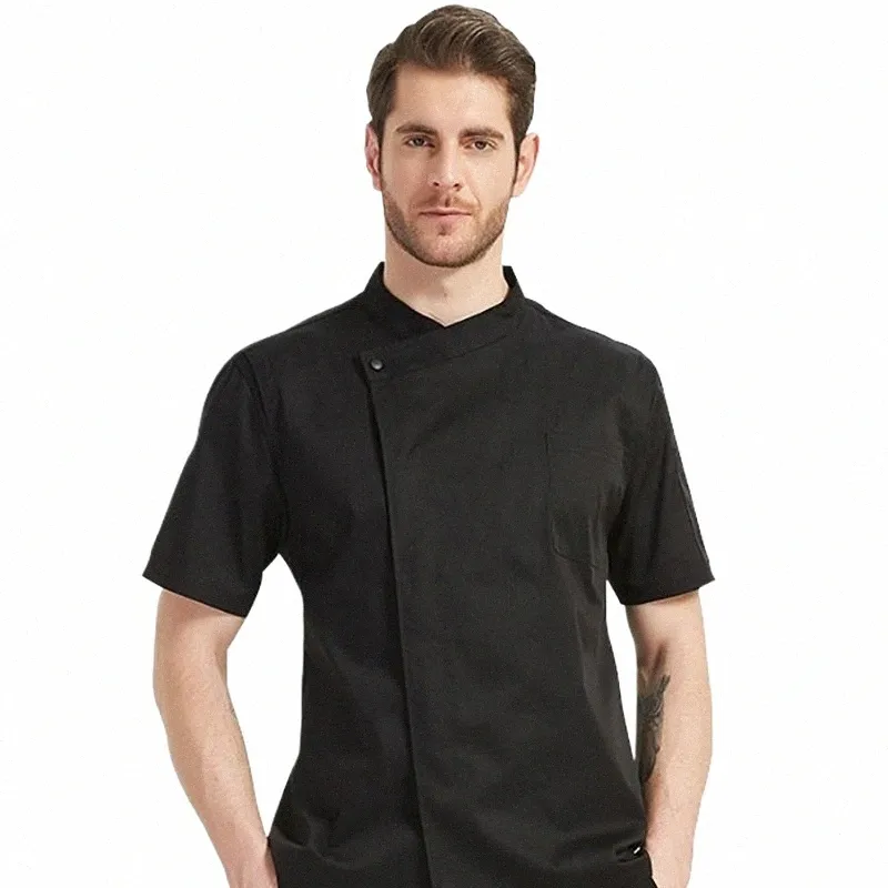 Koszulka szefa kuchni z krótkim rękawem unisex Cook hotel hotel restauracja mundur mężczyzn kobiety kuchenne ubrania kelner kelner noś y1mm#