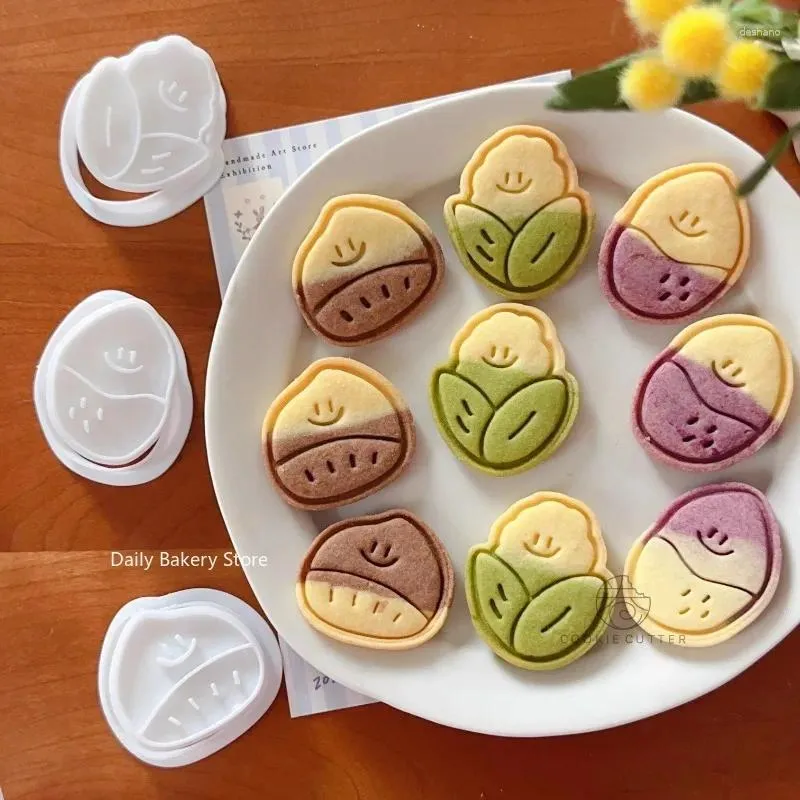 Herramientas para hornear molde cortador de galletas vegetales castaño de dibujos animados patata morada maíz en forma de galleta molde en relieve decoración de pasteles Fondant