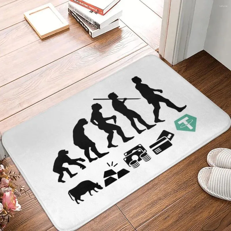 Tapis Tether Evolution de l'argent USDT Crypto Paillasson Tapis Tapis Tapis Tapis De Bain Antidérapant Entrée Cuisine Chambre Absorbant Poussière