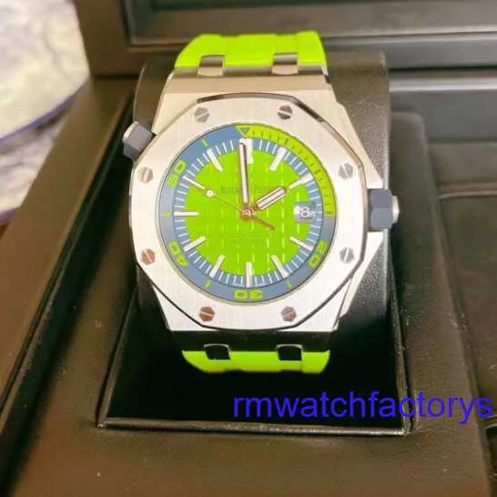 Montre-bracelet AP pour femme Epic Royal Oak Offshore 15710ST Montre de sport pour homme en acier de précision vert fluo automatique mécanique montre suisse de luxe ensemble complet